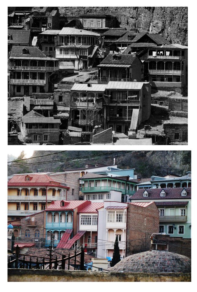Old tbilisi before and after reabilitation