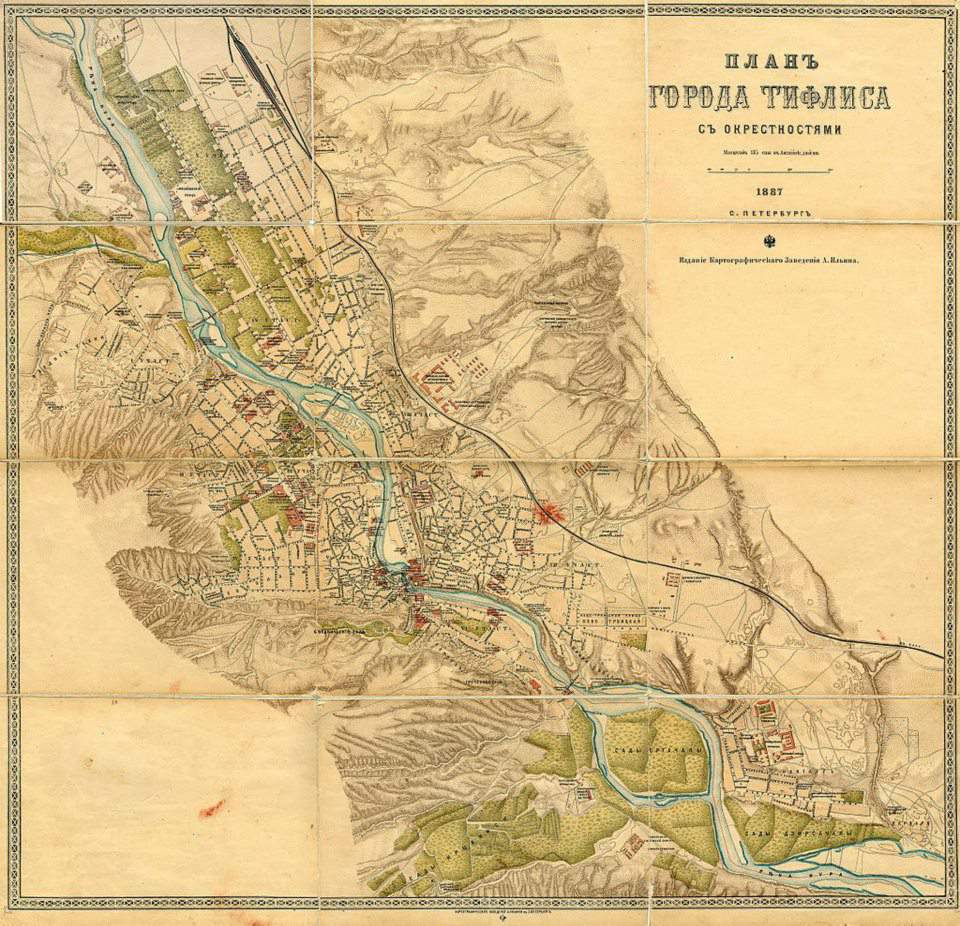 Map of Tiflis published in Saint Petersburg in 1887