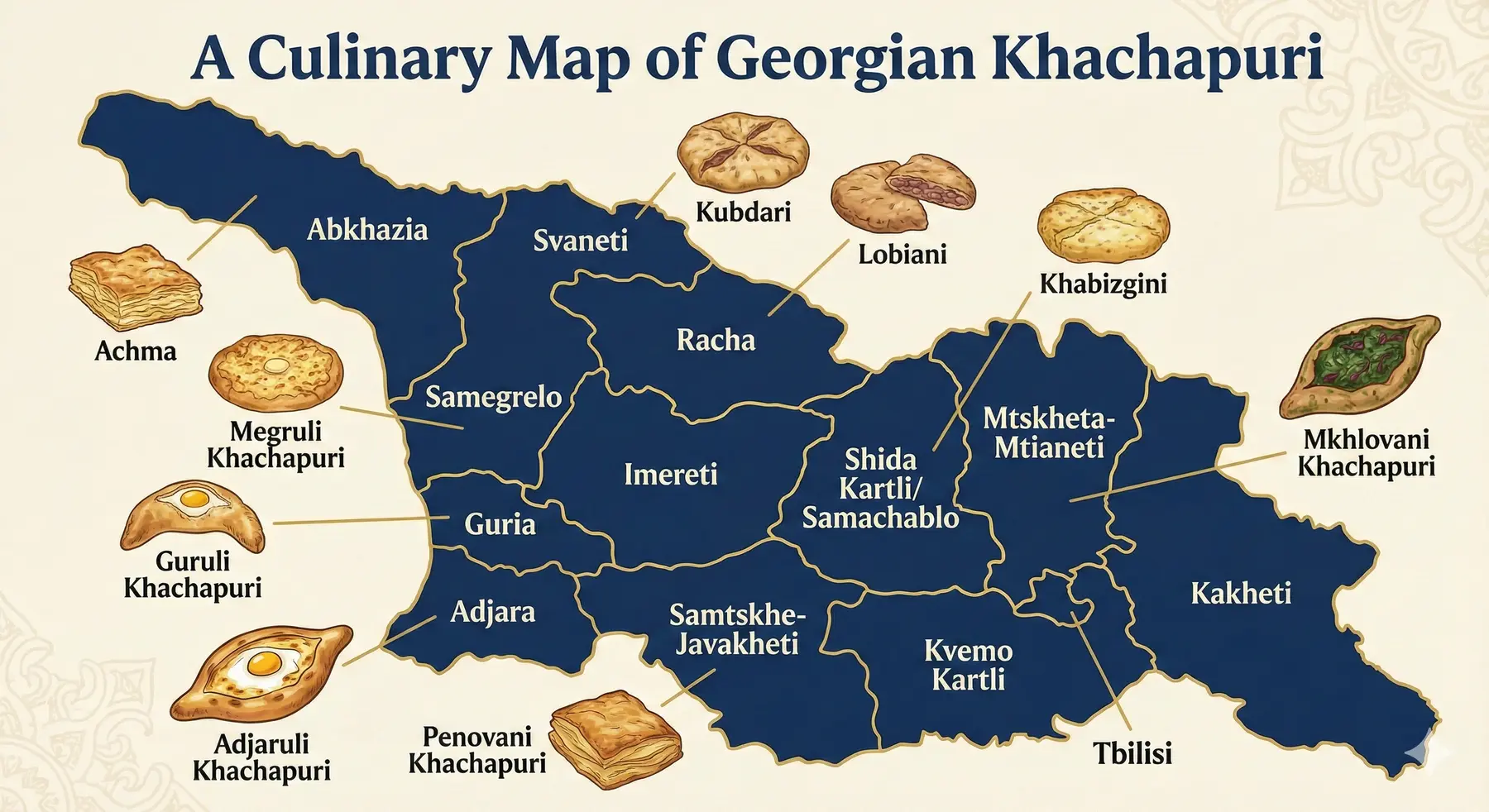 Complete guide to Khachapuri 11 varieties you didn't know 2 Khachapuri map