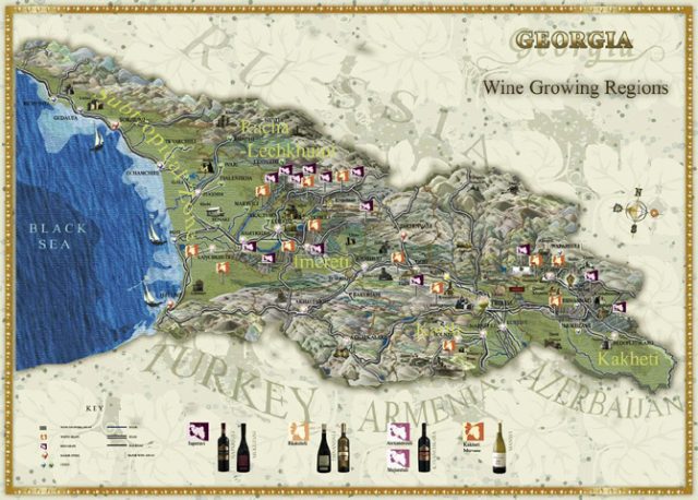 Wine Tours in Georgia: What 8,000 Years of Winemaking Actually Tastes Like 11 Wines map of Georgia. Source https://georgianwinesociety.co.uk/about-georgian-wines/
