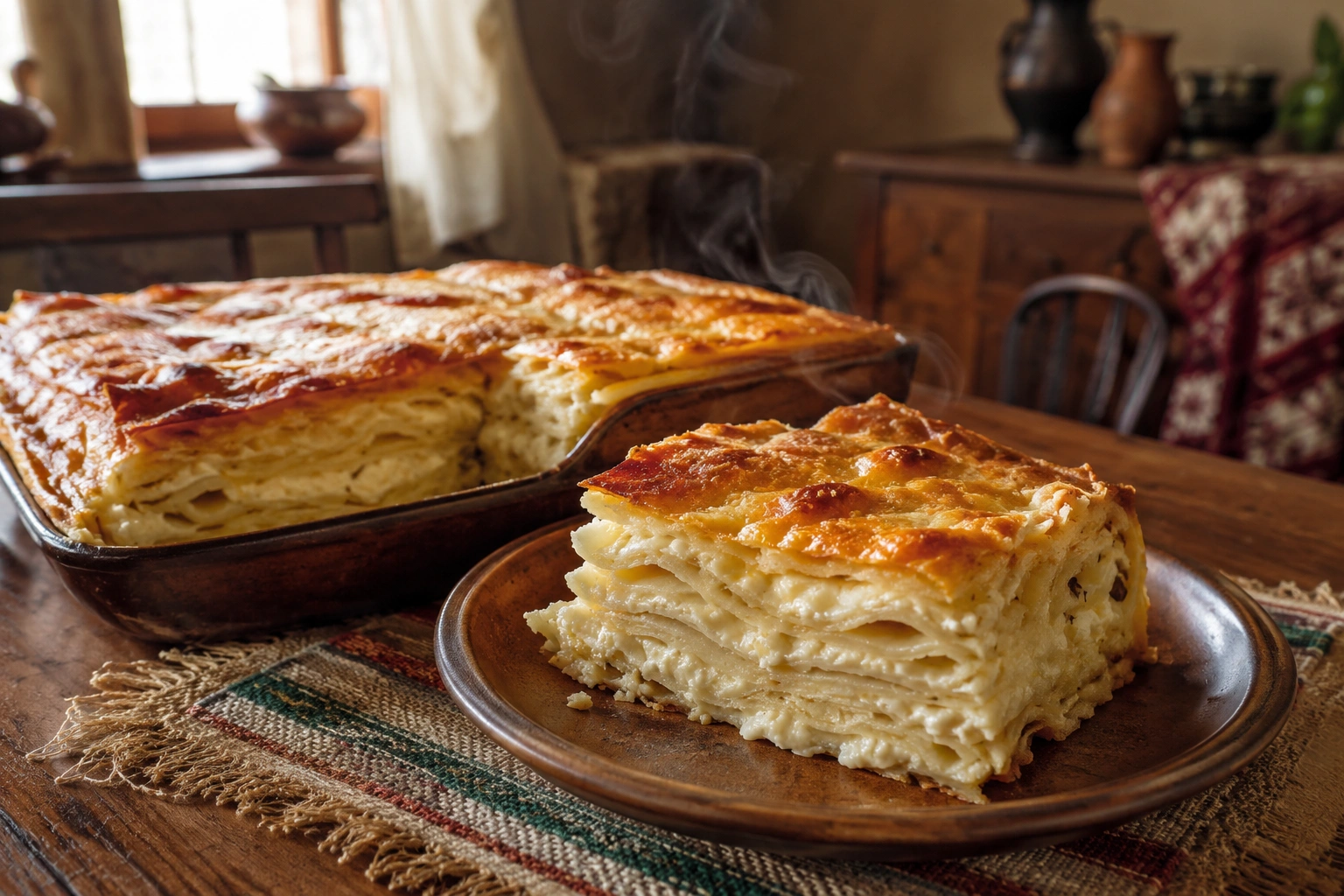 Achma layered khachapuri