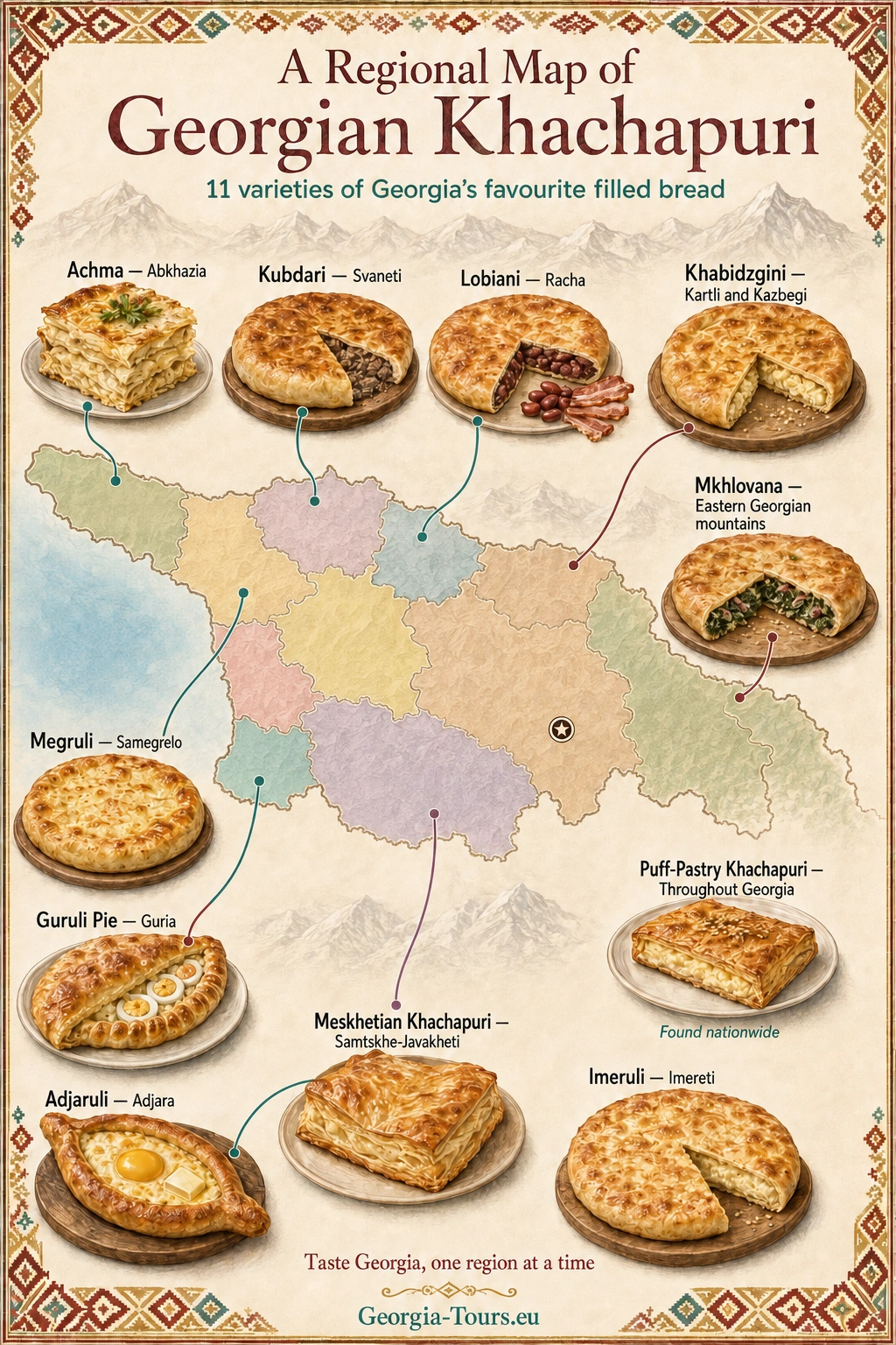 Khachapuri map of Georgia