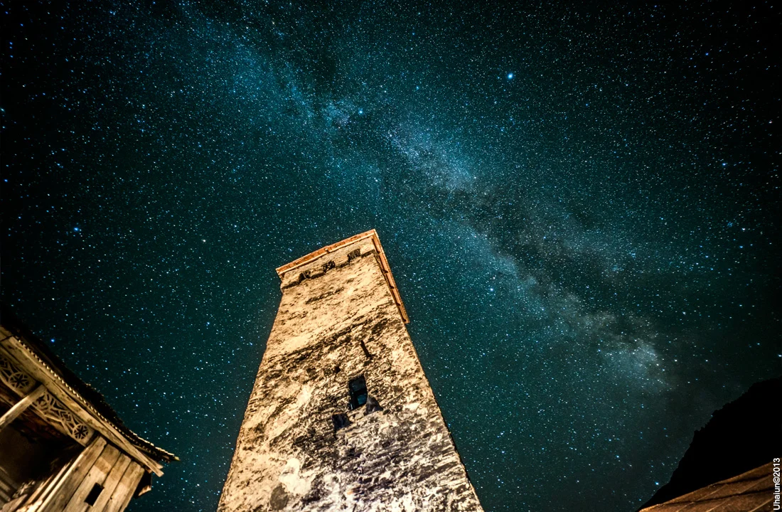 georgia01 Around Georgia tour Svaneti tower at night