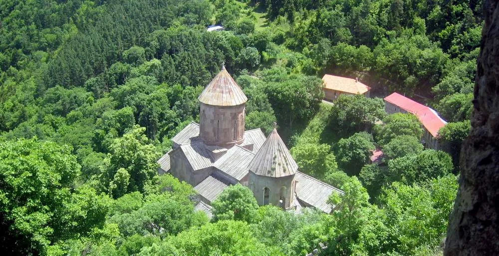 Sapara Monastery in a forested gorge near Akhaltsikhe in Samtskhe-Javakheti, Georgia